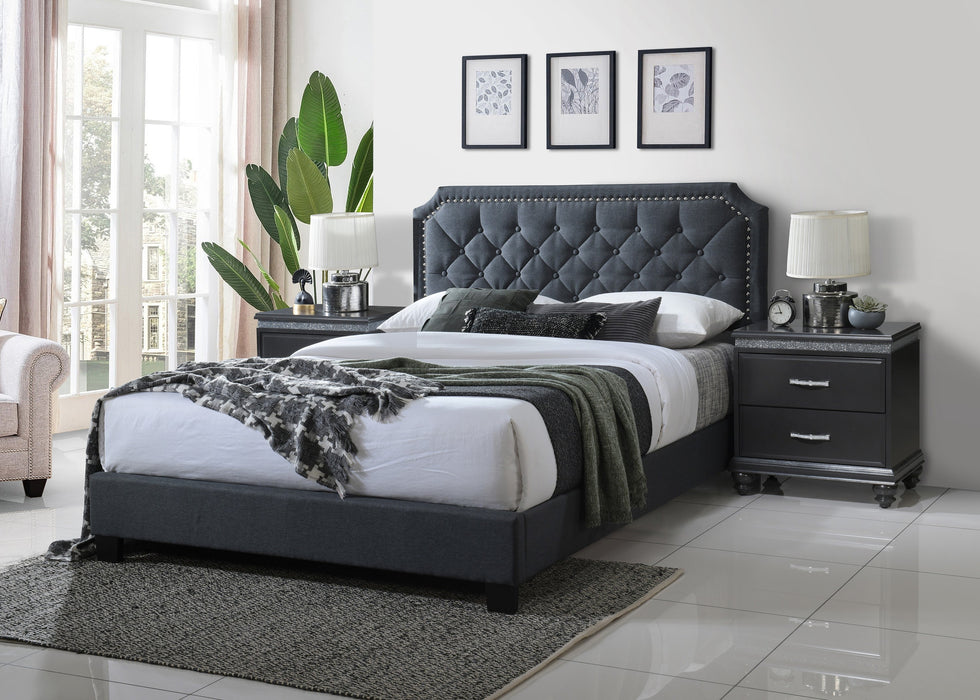 Gerri Charcoal King Upholstered Panel Bed