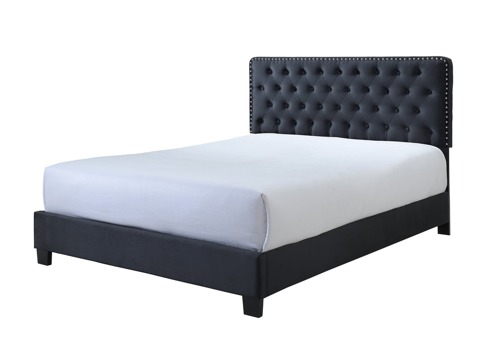 Ezra Charcoal Queen Upholstered Panel Bed