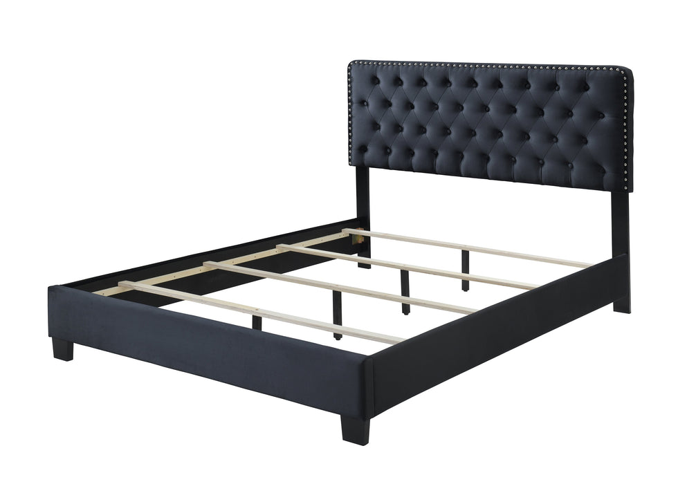Ezra Charcoal Queen Upholstered Panel Bed