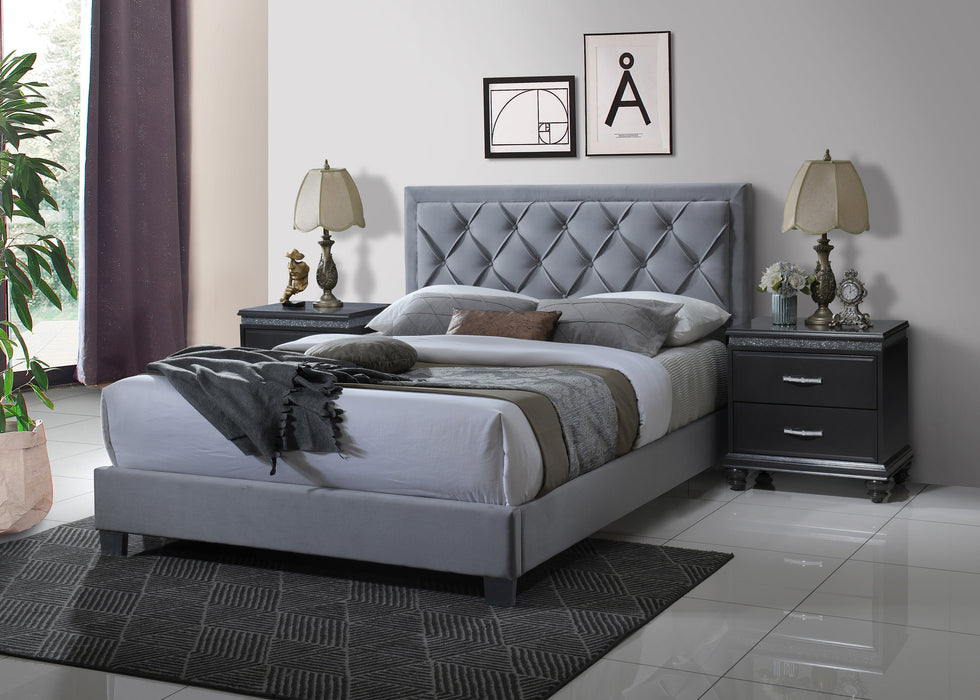 Danzy Gray Queen Upholstered Panel Bed