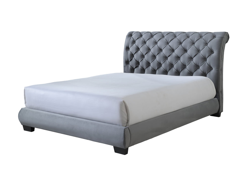 Carly Gray King Upholstered Platform Bed