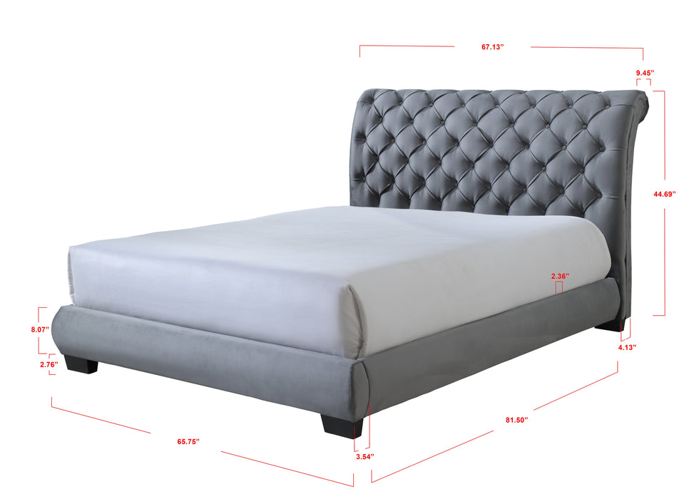 Carly Gray Queen Upholstered Platform Bed