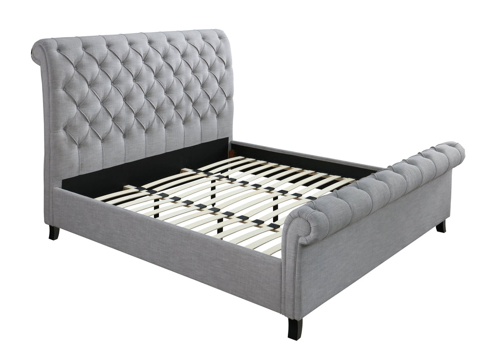 Kate Gray Queen Upholstered Sleigh Platform Bed