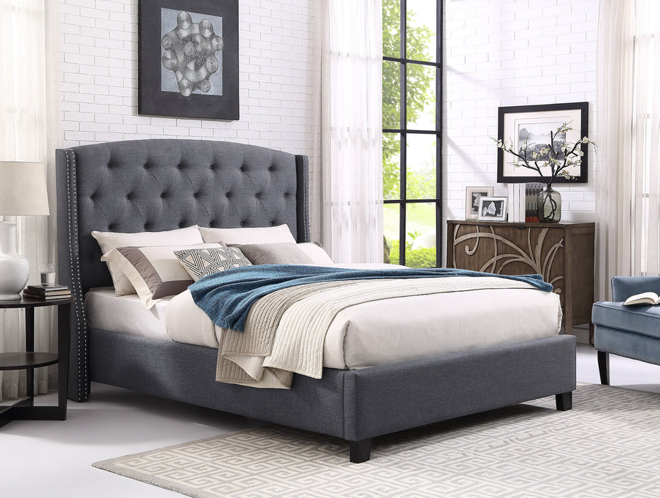 Eva Gray King Upholstered Bed