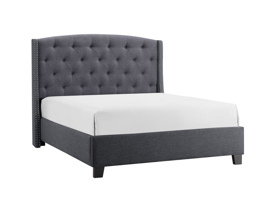 Eva Gray King Upholstered Bed