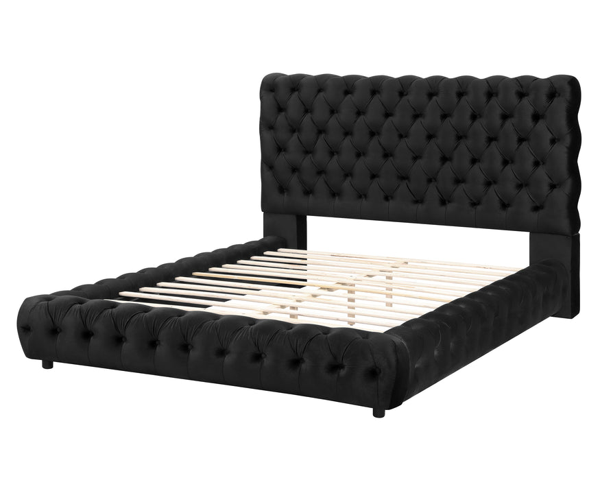Flory Black King Upholstered Platform Bed