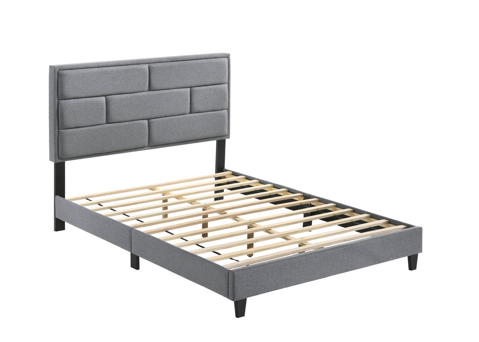 Flannery Gray Full Upholstered Platform Bed