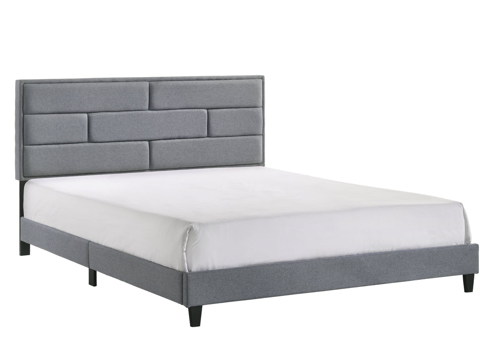 Flannery Gray King Upholstered Platform Bed