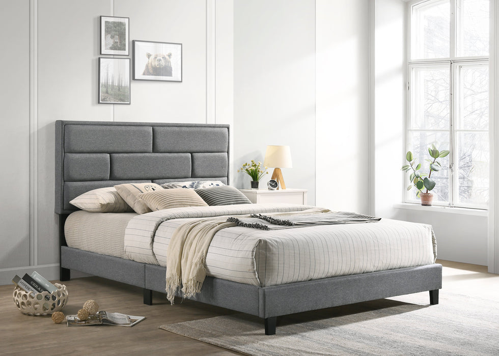 Flannery Gray Full Upholstered Platform Bed