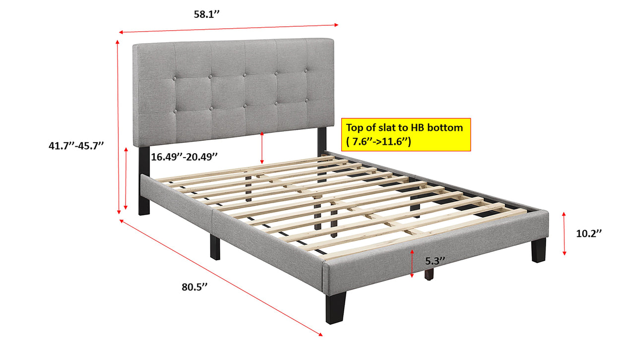 Rigby Gray Full Upholstered Platform Bed