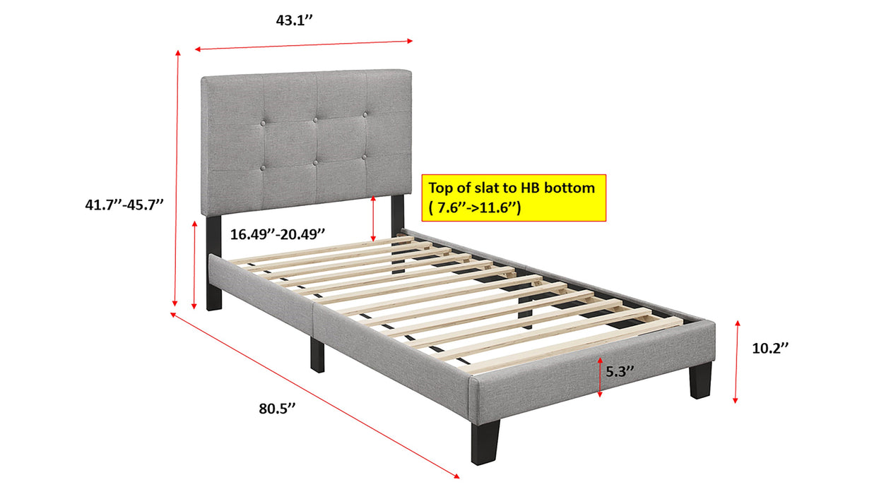 Rigby Gray Twin Upholstered Platform Bed