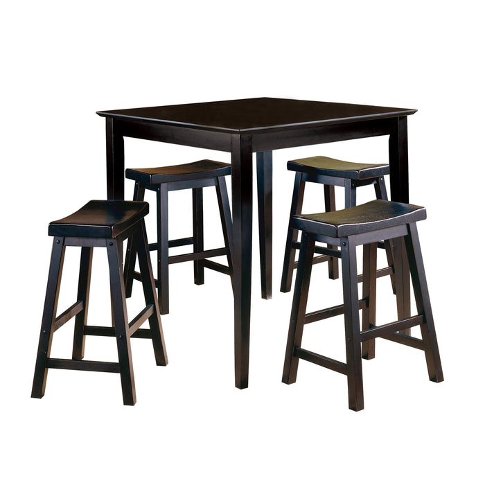 Saddleback Black 5-Piece Counter Height Set