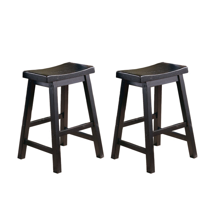 Saddleback Black Counter Height Stool, Set of 2