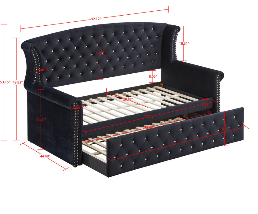 Lucinda Black Velvet Twin Daybed