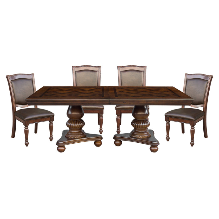 Lordsburg Brown Chery Extendable Dining Set