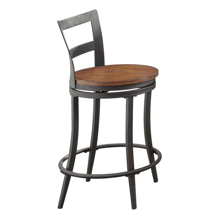 Selbyville Cherry/Gunmetal Counter Chair, Set of 2