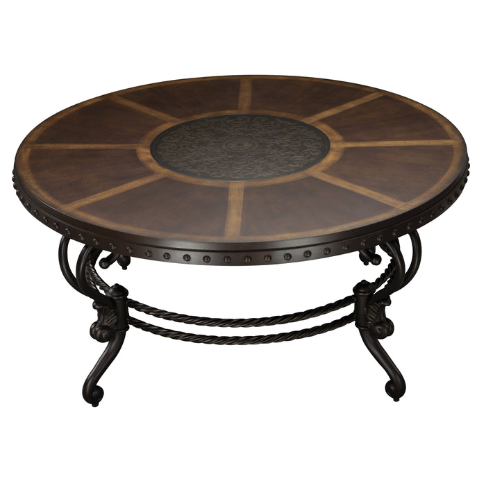 Jenkins Dark Cherry/Tobacco Metal Cocktail Table