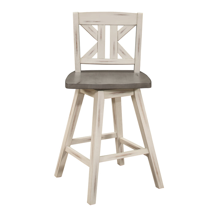 Amsonia Gray/White Swivel Counter Height Chairs, Set of 2