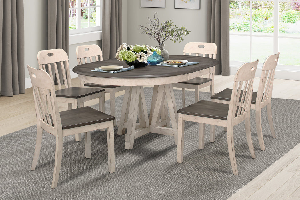 Clover White/Gray Round/Oval Extendable Dining Table