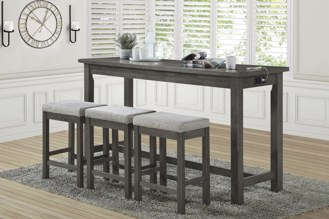 Connected Gray 4-Piece Counter Height Set