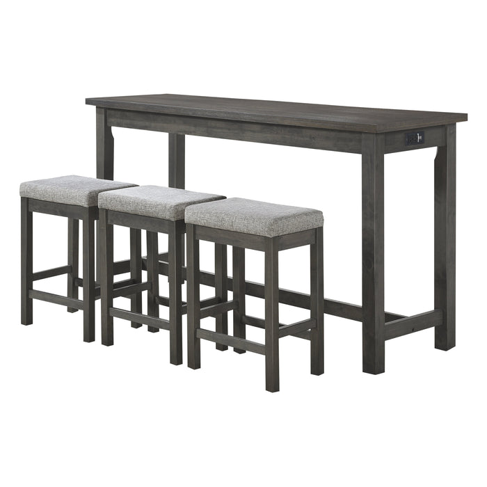 Connected Gray 4-Piece Counter Height Set