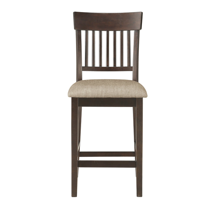 Balin Dark Brown Counter Height Chair, Slat Back, Set of 2