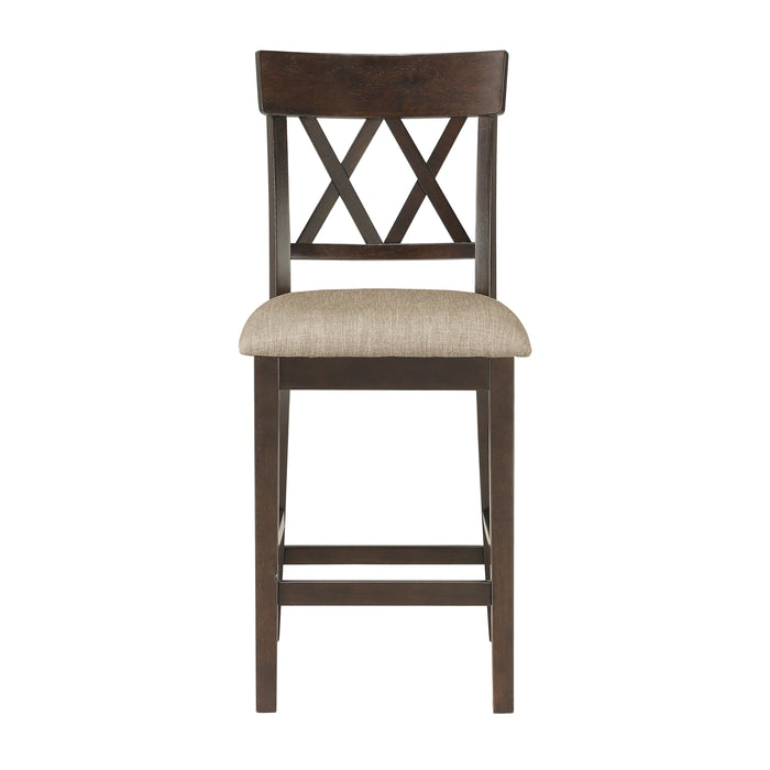 Balin Dark Brown Counter Height Chair, Double X Back, Set of 2