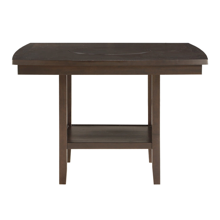 Balin Dark Brown Counter Height Table with Lazy Susan