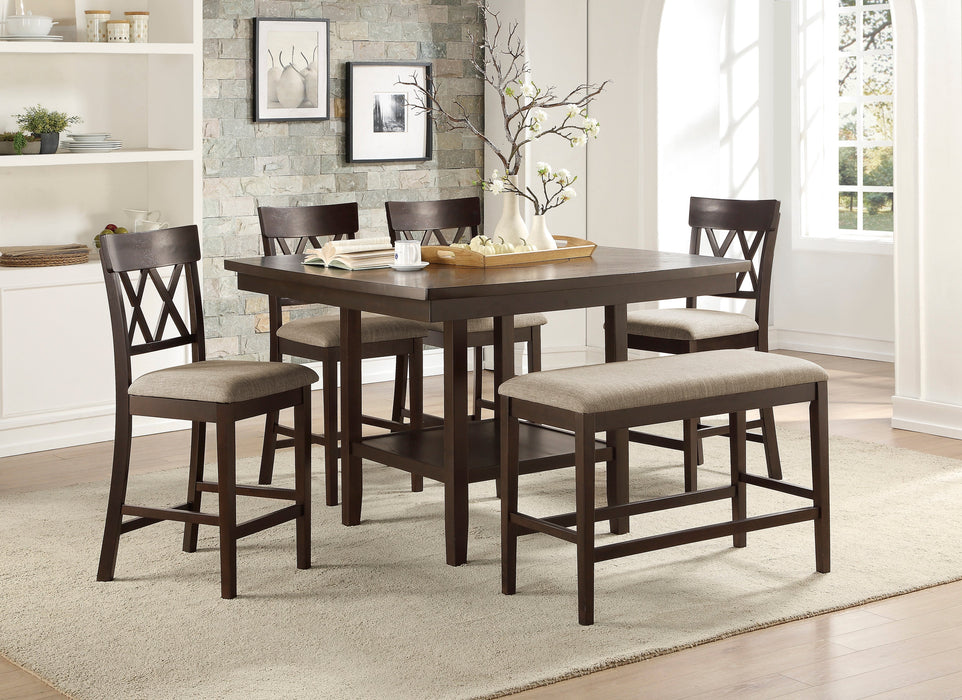 Balin Dark Brown Counter Height Table with Lazy Susan