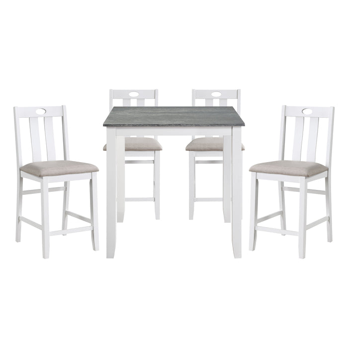 Lowell Bright White/Weathered Gray 5-Piece Counter Height Set