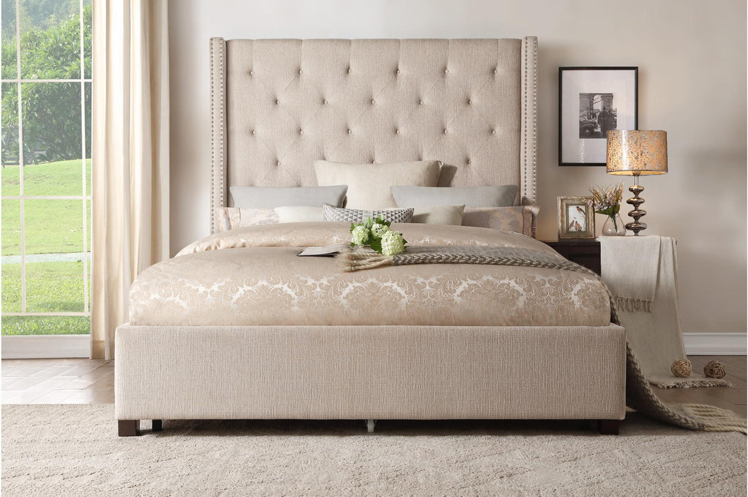 Fairborn Beige King Upholstered Platform Bed