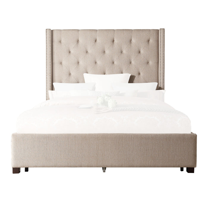 Fairborn Beige King Upholstered Platform Bed