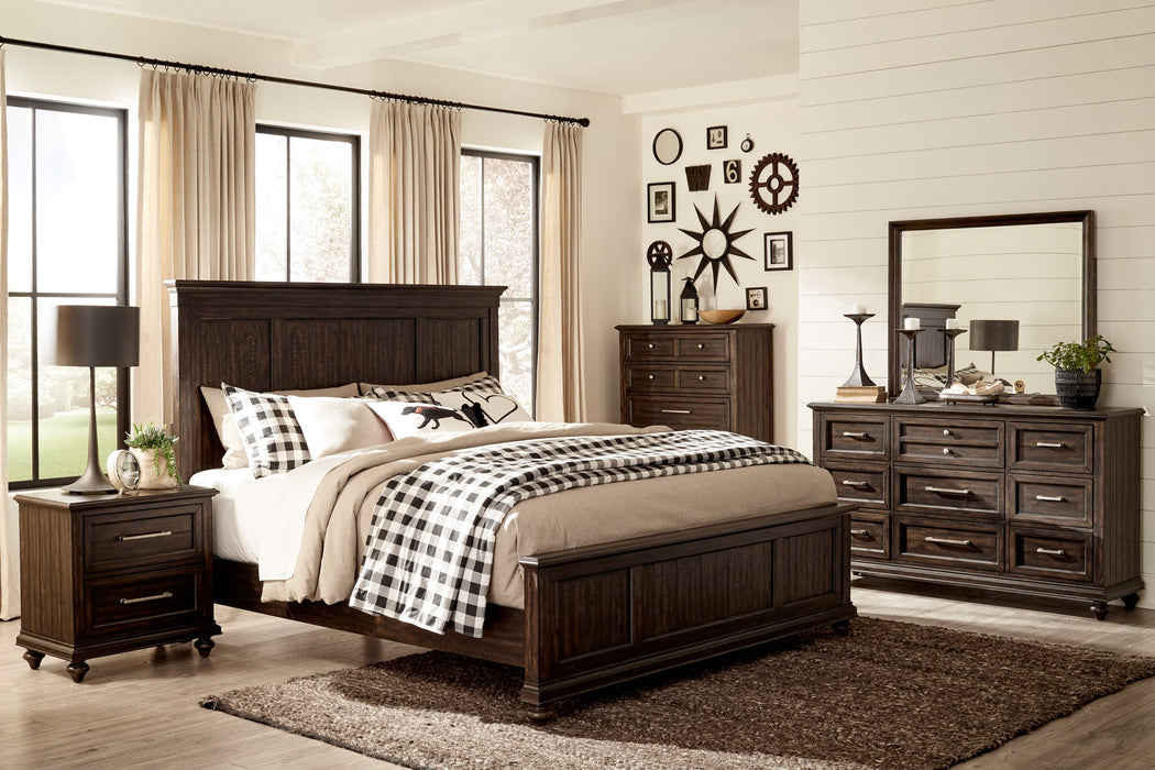 Cardano Driftwood Charcoal King Panel Bed