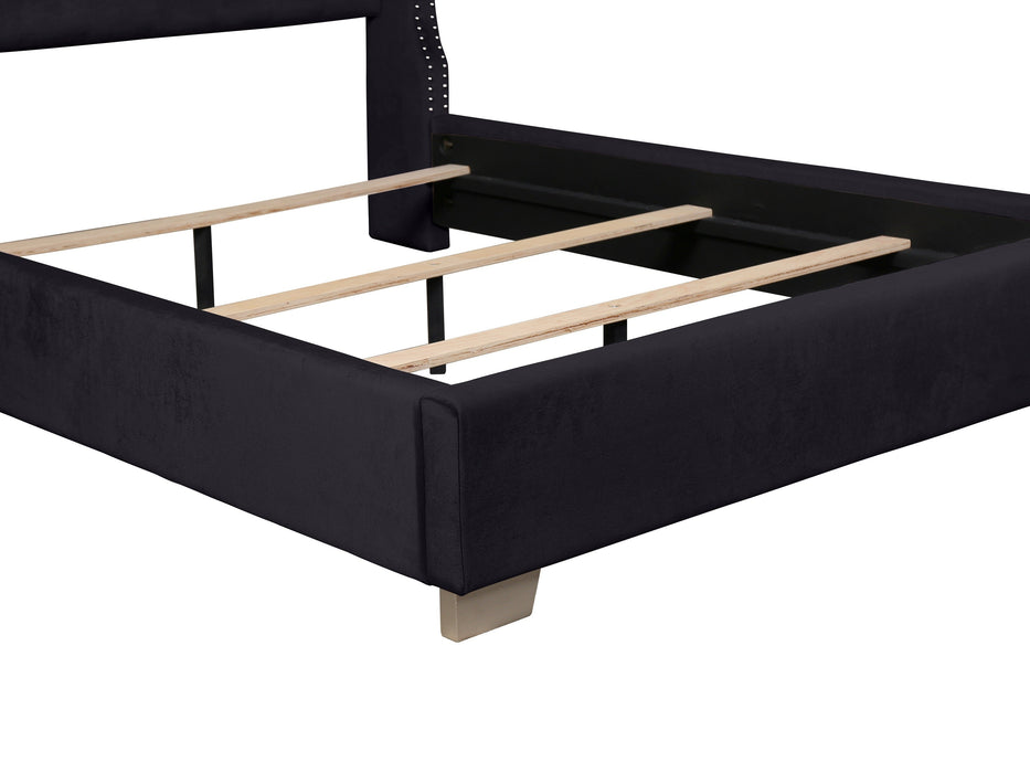 Franco Black Velvet Queen Upholstered Bed