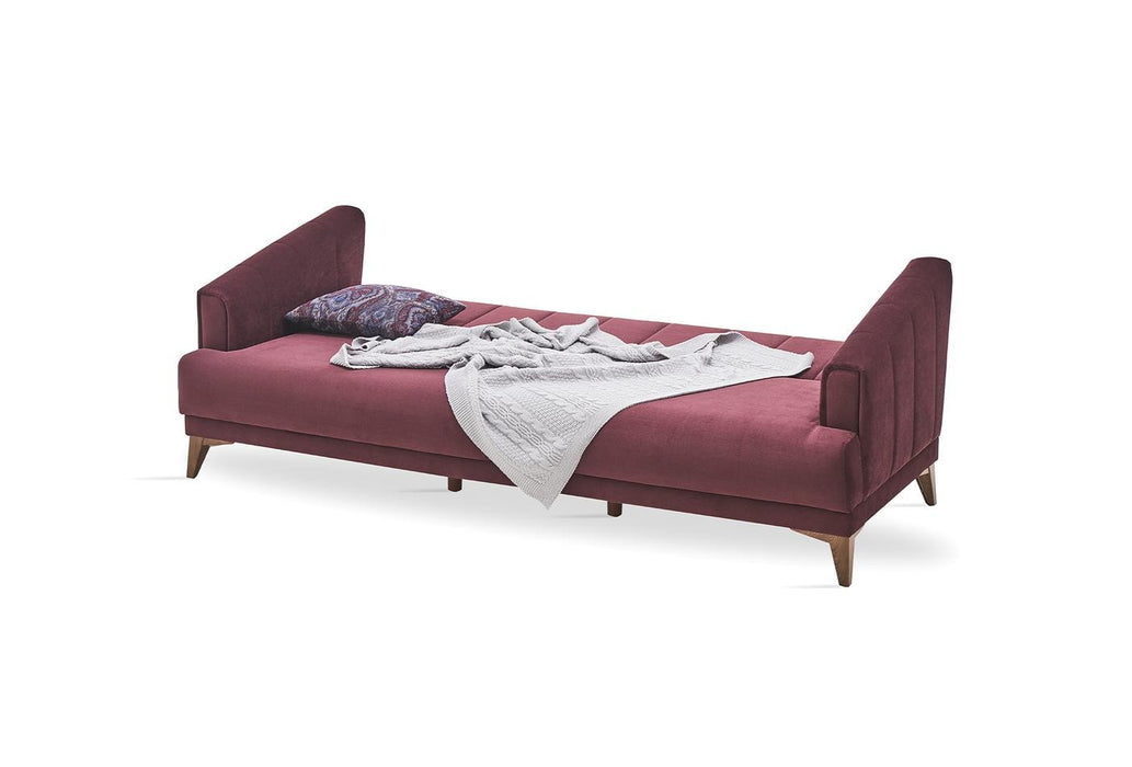 Purple Velvet Sona 3-Seater Sofa Bed