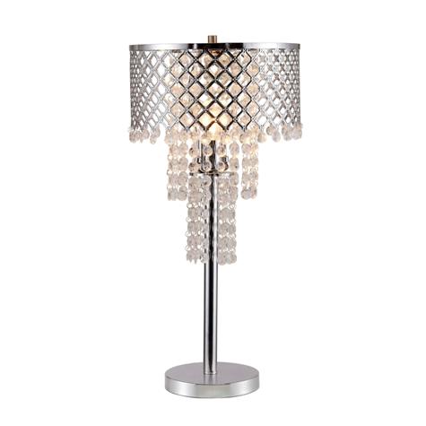 Crystal On Mesh Chrome 28" Touch Table Lamp