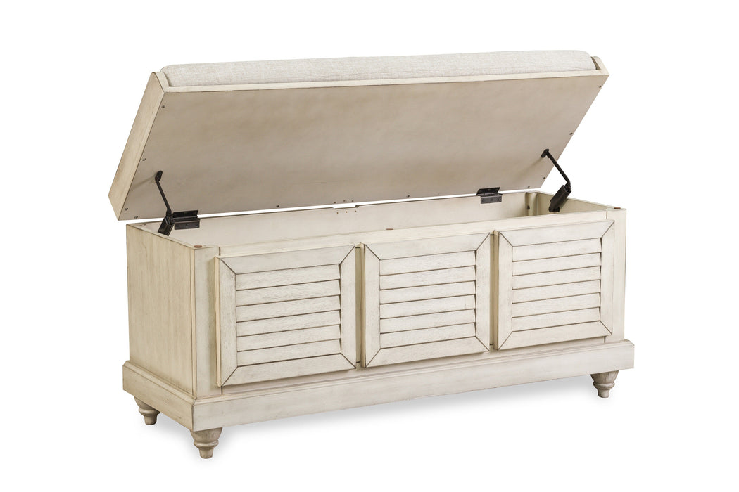 Woody Antique White Lift Top Storage Bench