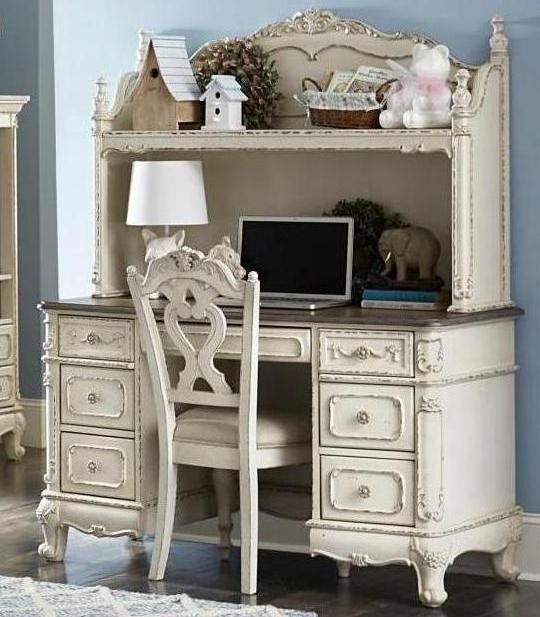 Cinderella Antique White Writing Desk