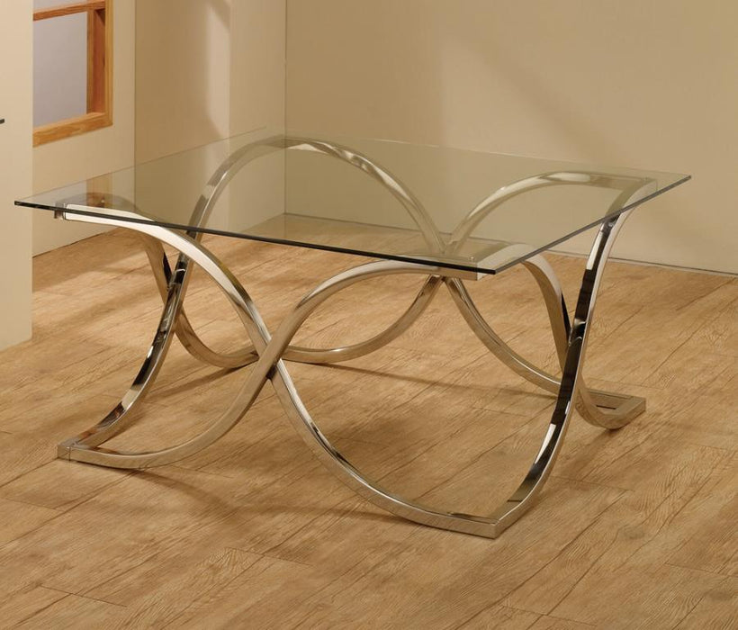Curved X-Shaped Coffee Table Nickel And Clear