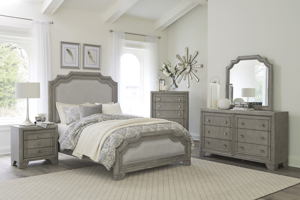 Colchester Gray Queen Upholstered Panel Bed