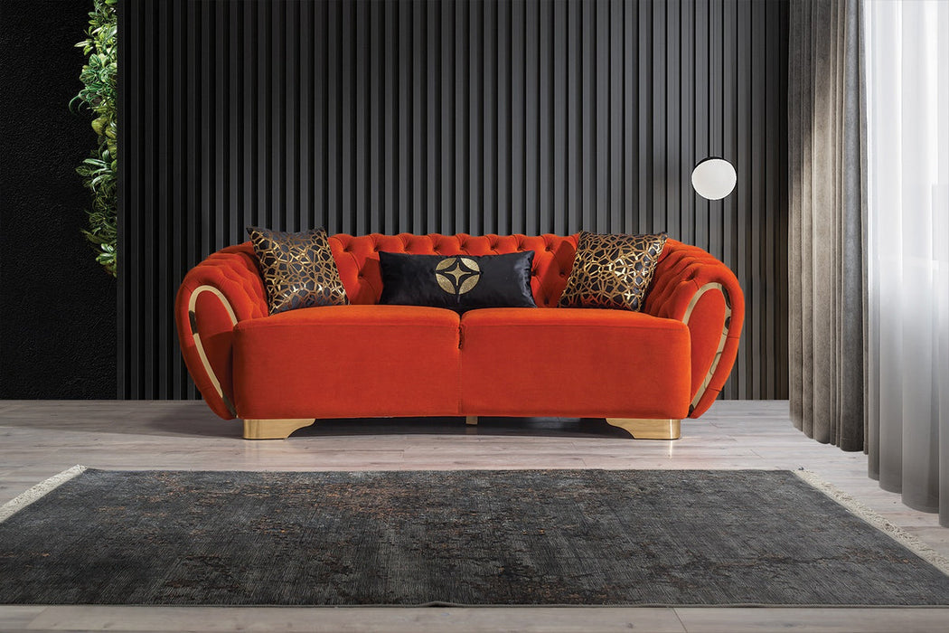 Victoria Orange Velvet Living Room Set