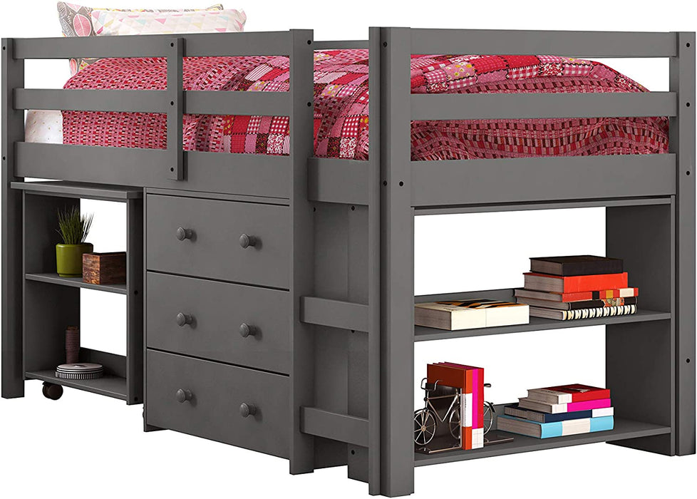 Nora Gray Loft Bed with Storage