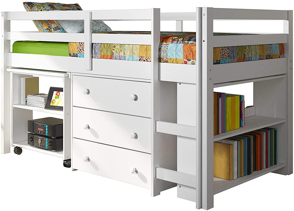 Nora White Loft Bed with Storage