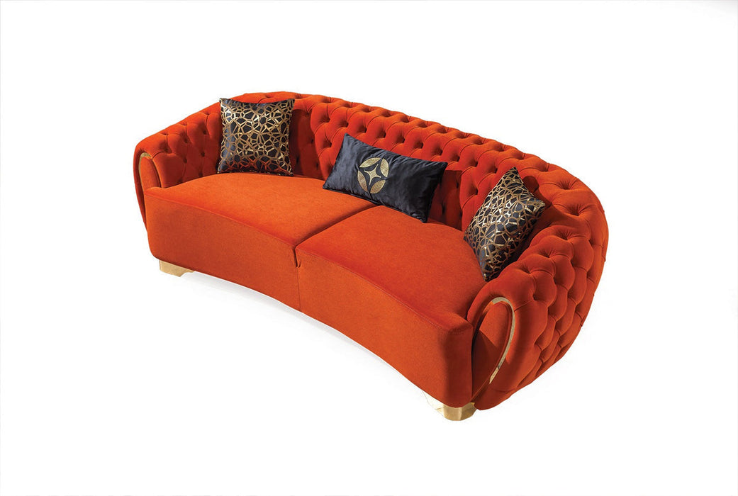 Victoria Orange Velvet Living Room Set