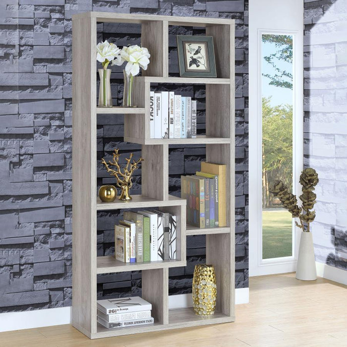 Theo 10-Shelf Bookcase Grey Driftwood