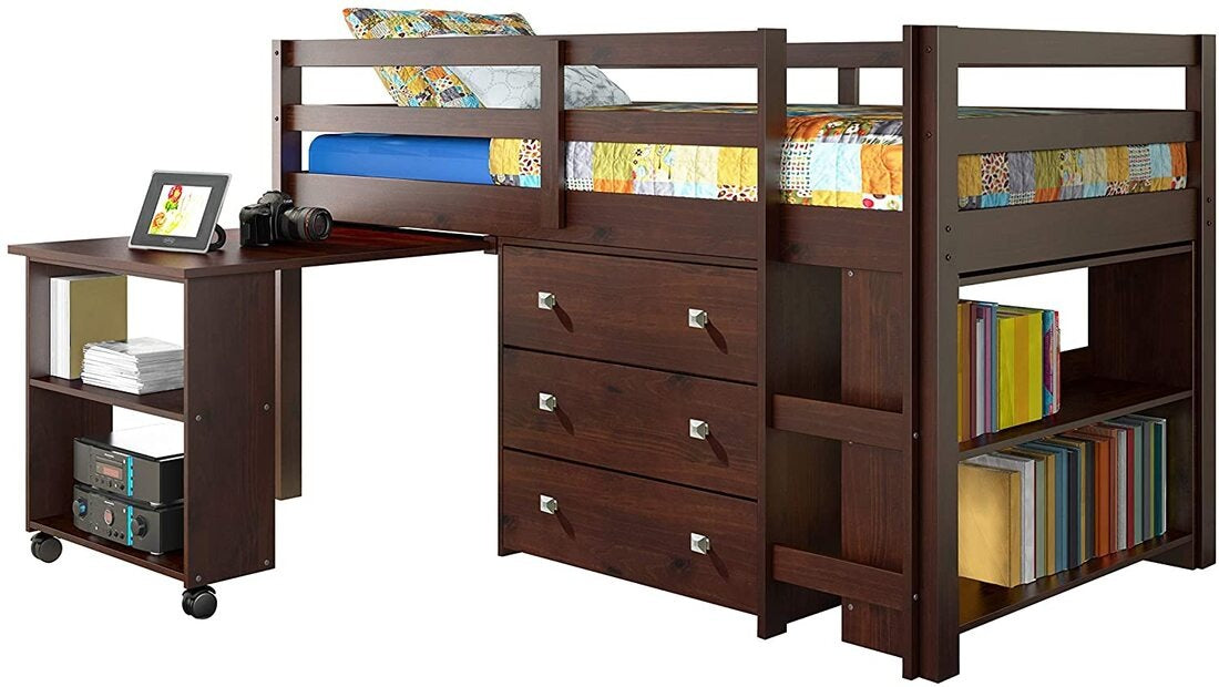 Nora Espresso Loft Bed with Storage