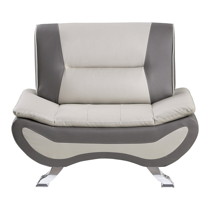 Veloce Beige/Gray Faux Leather Chair