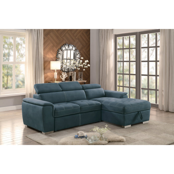 Ferriday Blue Storage Sleeper Sectional