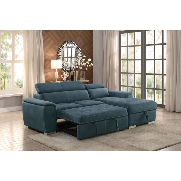 Ferriday Blue Storage Sleeper Sectional