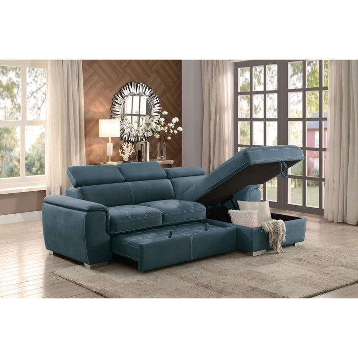 Ferriday Blue Storage Sleeper Sectional